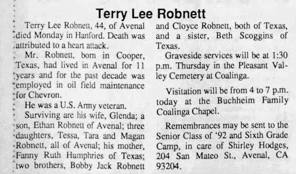 Obituary for Lee t Terry Robnett (Aged 44)